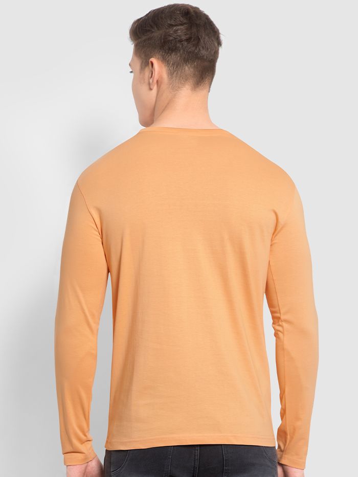 Plain Peach Full Sleeves T-shirt For Man