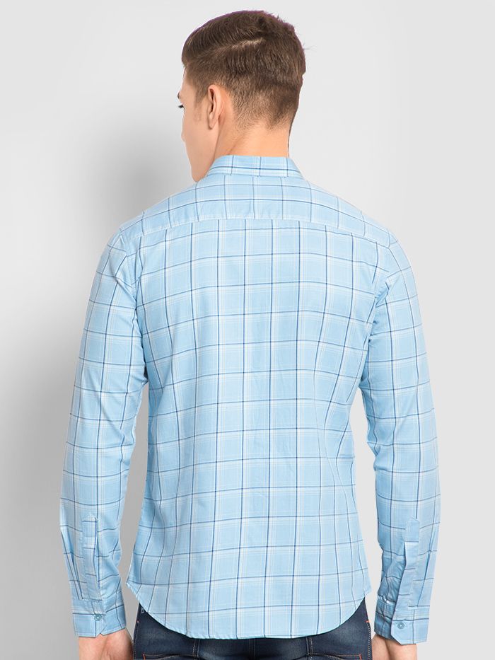 Blue Lined Checked Shirts for Men