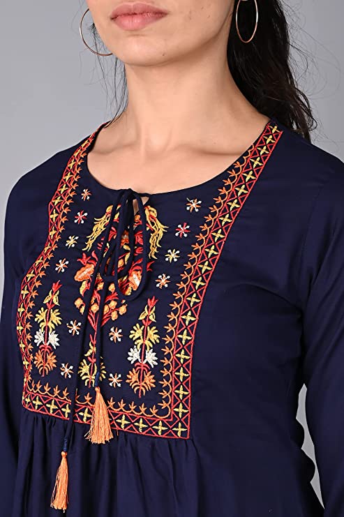 Women’s Embraided Blue Cotton Kurti