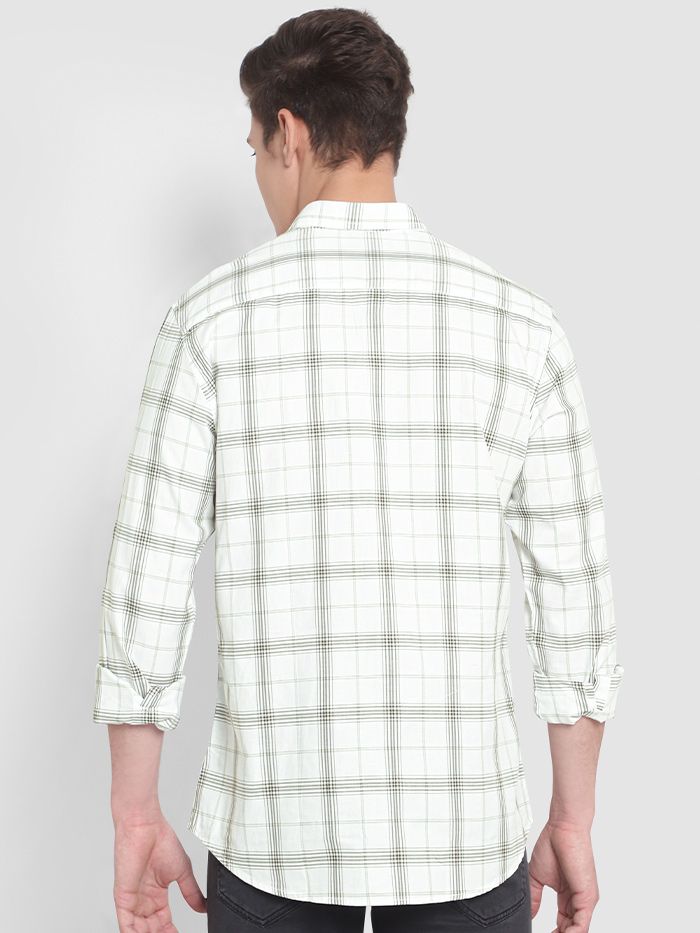 White Multi Checked Shirts for Men