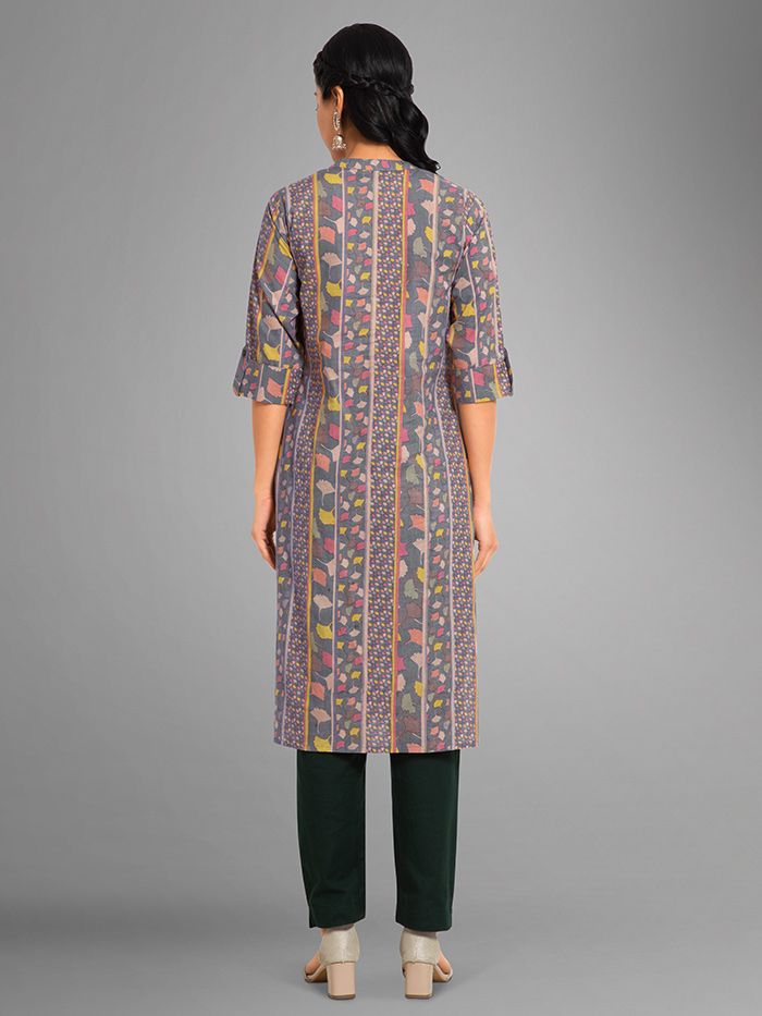 Striped Printed Straight Cotton Kurti