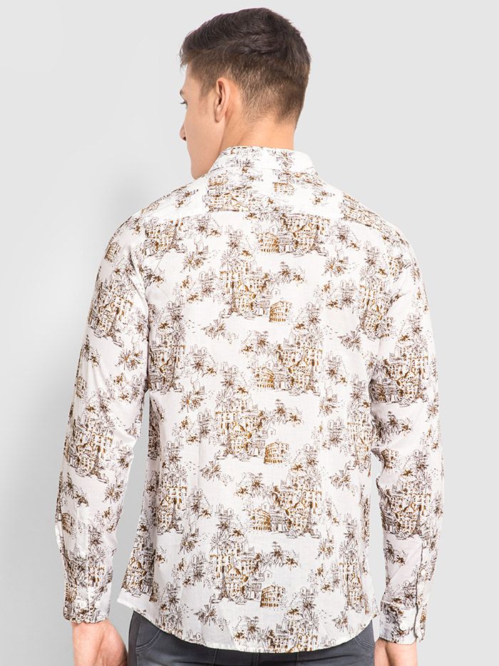 White Scenery Printed Shirts for Men