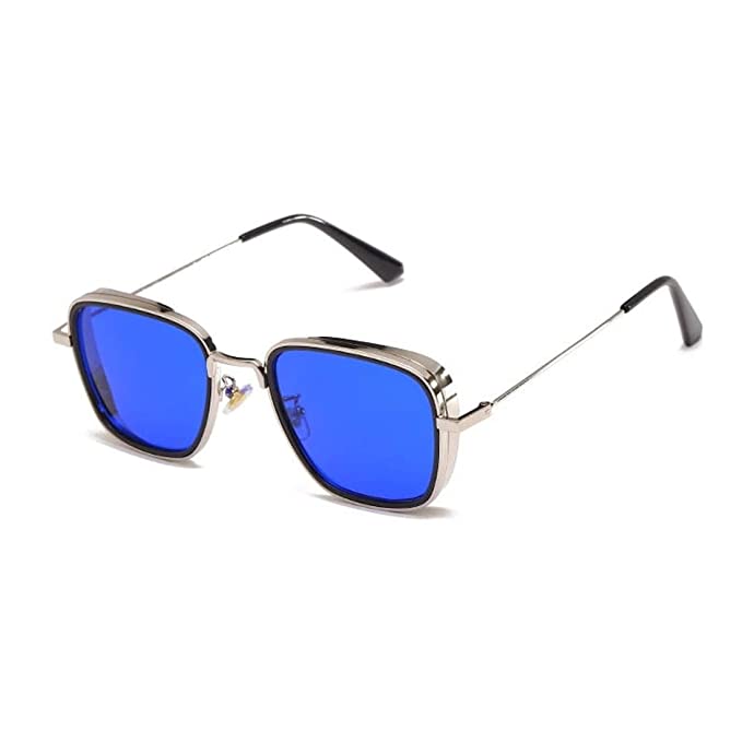 Elegante Mens Square Sunglasses Silver-Blue