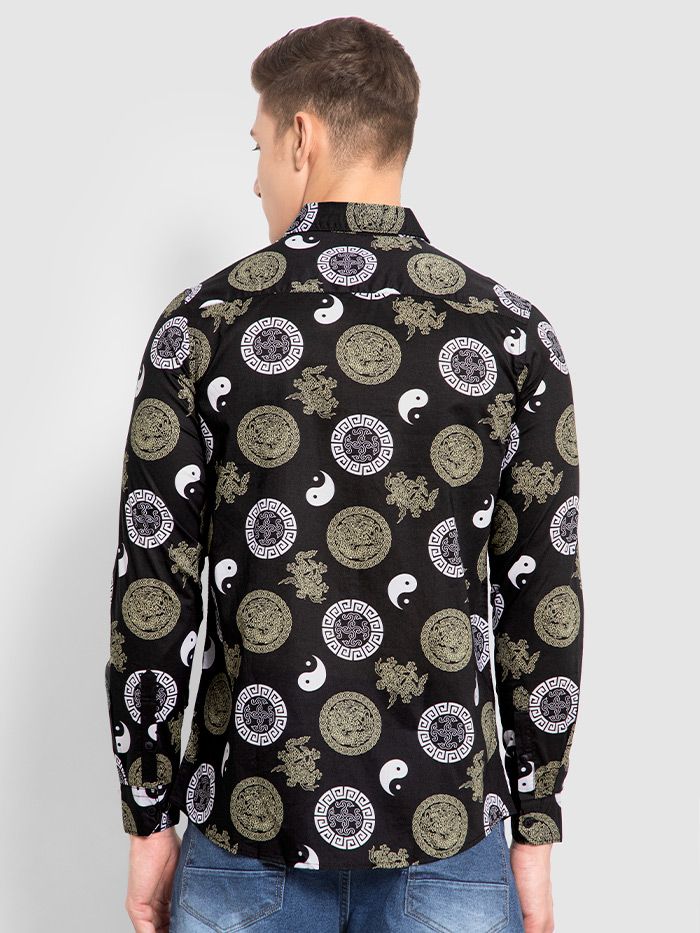 Yin Yang Printed Cotton Shirts For Men