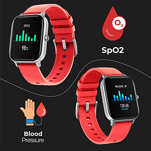 Red Fitness Watch with Full Touch Color Display