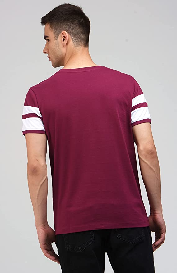 Men’s Cotton Cherry Red Tees with White Strap