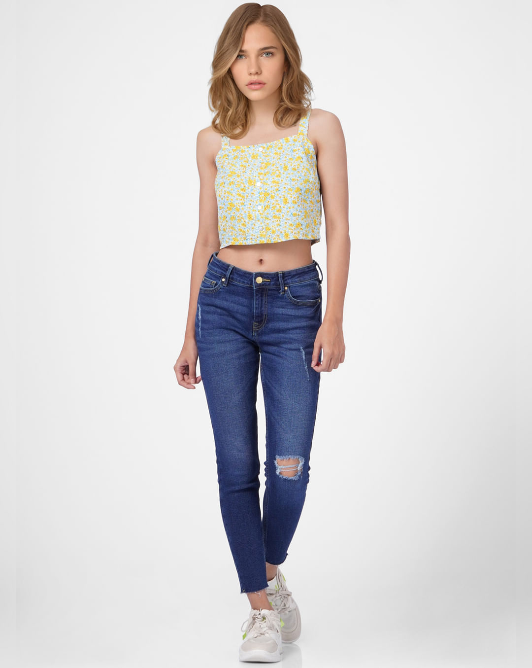 Yellow Floral Crop Top – shopership