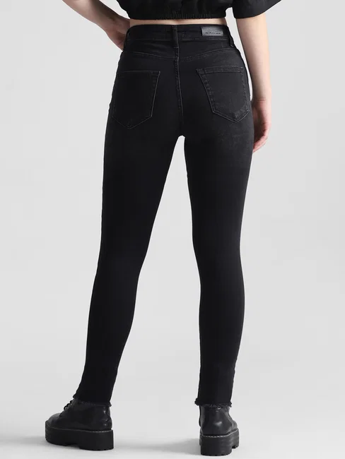 Black High Rise Washed Skinny Jeans