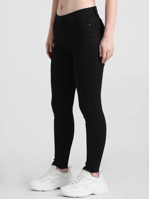 Black Mid Rise Skinny Jeans